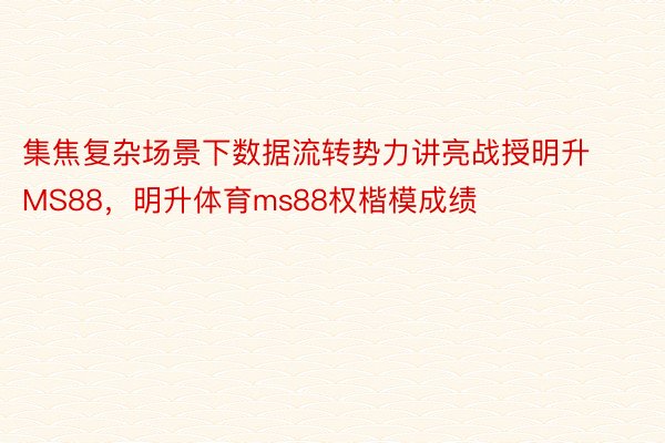 集焦复杂场景下数据流转势力讲亮战授明升MS88，明升体育ms88权楷模成绩